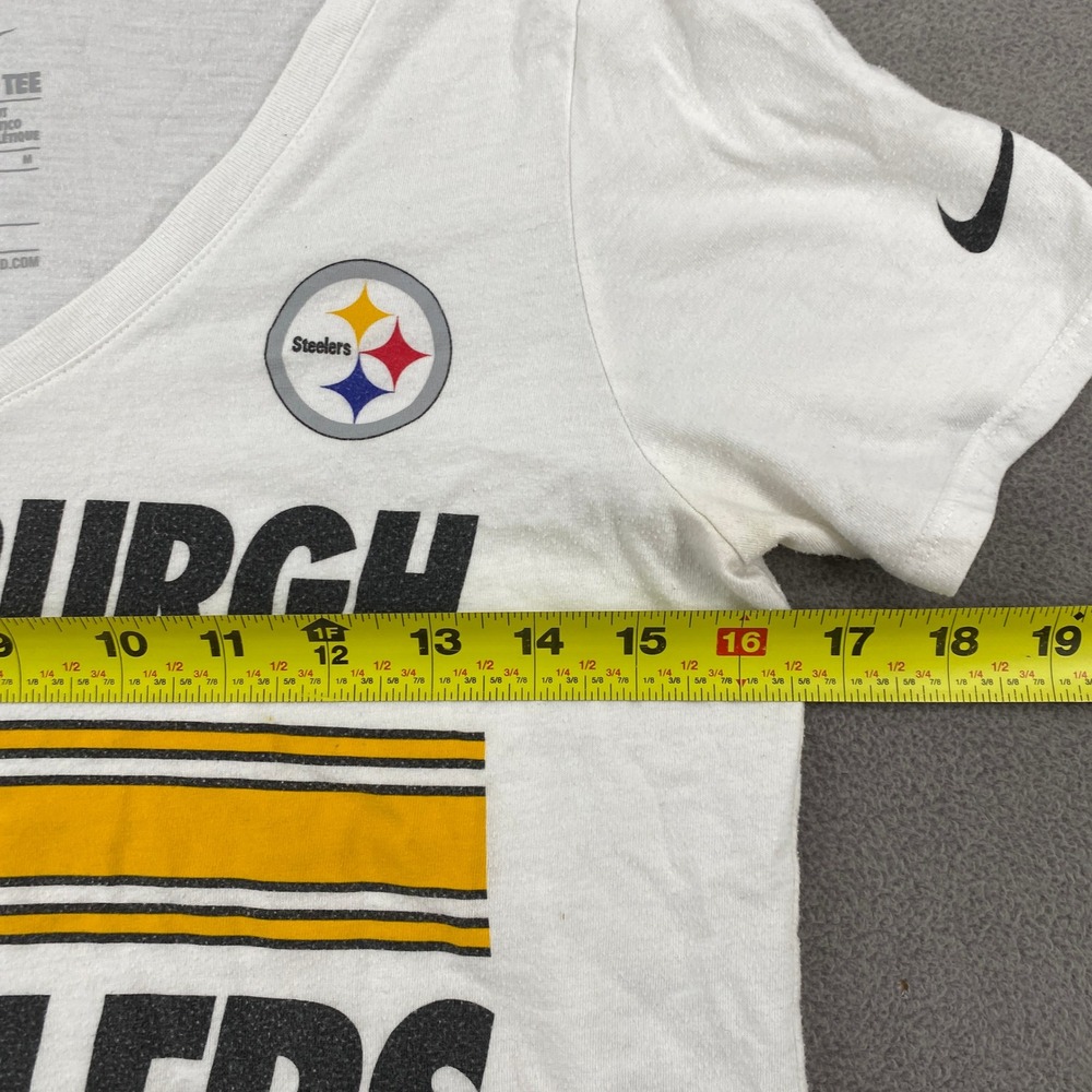 Nike Pittsburgh Steelers V-Neck T-Shirt Womens Medium White Tri-Blend Athletic - Picture 4 of 11
